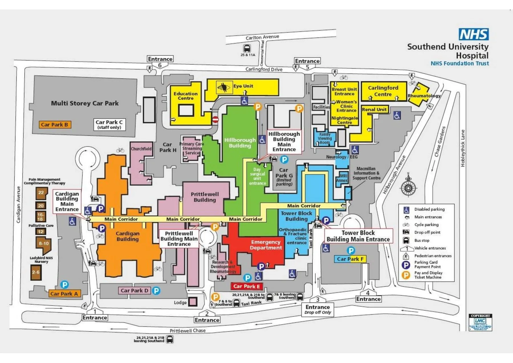 Southend Hospital site map from 2017